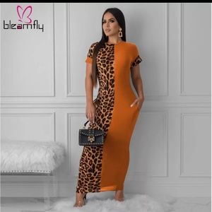 2019 Autumn Leopard Print Bodycon Long Maxi Dress